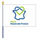 Photo : Drapeau Hauts-de-France pour bâtiment public Maille 115 g - Drapeau sur hampe 20 x 30 cm