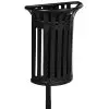 Poubelle Extérieure Demi-Tulipe 35 L sur poteau gris manganèse