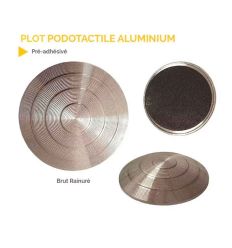 Clou podotactile pré-adhésivé aluminium brut rainuré pour l'intérieur