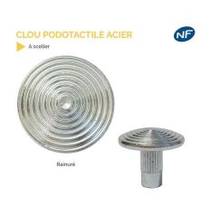Clou Podotactile en Acier Zingué Blanc à Sceller