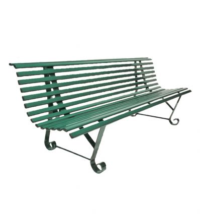 Banc Extérieur en Acier à lattes 2 pieds vert mousse