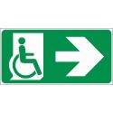 Photo : Panneau Évacuation PMR Flèche vers la droite - Autocollant - 200 x 100 mm