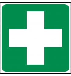 Panneau Premiers Secours représentant une croix blanche sur fond vert