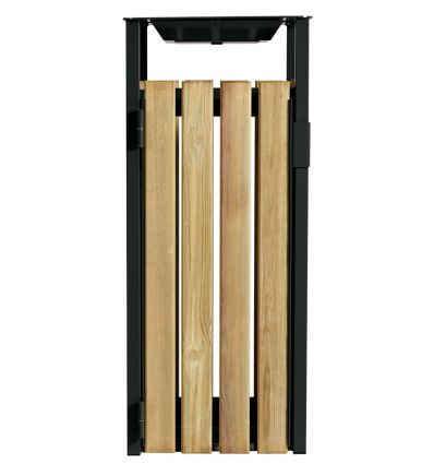 Poubelle Extérieure en Bois et en Acier avec cendrier 110 litres Gris manganèse