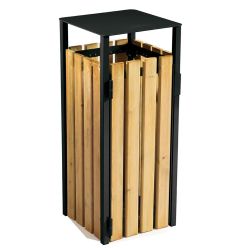 Poubelle Extérieure en Bois et en Acier sans cendrier 110 litres Gris manganèse