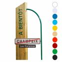 Photo : Totem sortie de ville en bois et acier Vert menthe RAL 6029