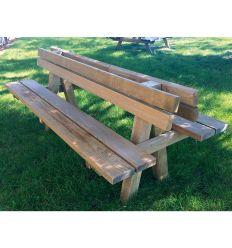 Banc Public extérieur Double en bois installé sur de l'herbe