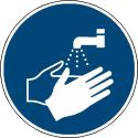 Photo : Panneau Lavage des mains obligatoire - M011 Autocollant - ⌀ 100 mm