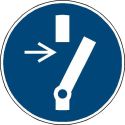 Photo : Panneau Débrancher avant d’effectuer une activité de maintenance ou une réparation - M021 Autocollant - ⌀ 100 mm