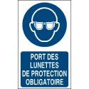 Panneau Port des lunettes de protection obligatoire avec texte