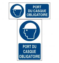 Panneau Port du casque obligatoire avec texte