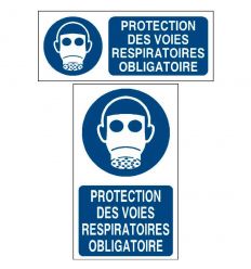 Panneau Protection obligatoire des voies respiratoires avec texte