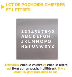 Lot de pochoirs de chiffres et de lettres en Alu