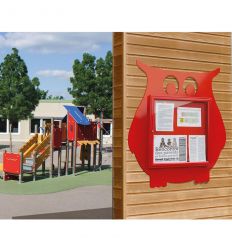 Vitrines d'Affichage Animaux pour Ecole hibou rouge