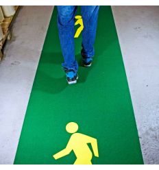Zone piétonne adhésive antidérapante verte et jaune