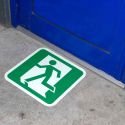 Photo : Pictogramme marquage au sol photoluminescent Sortie de secours à gauche