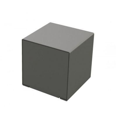 Tabouret cube d'extérieur en acier gris aluminium
