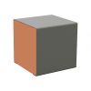 Tabouret cube d'extérieur en acier bicolore corten et gris aluminium