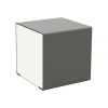 Tabouret cube d'extérieur en acier bicolore blanc et gris aluminium
