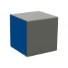 Tabouret cube d'extérieur en acier bicolore bleu et gris aluminium