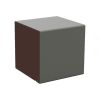Tabouret cube d'extérieur en acier bicolore marron et gris aluminium