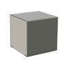 Tabouret cube d'extérieur en acier bicolore gris soie et gris aluminium