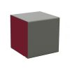 Tabouret cube d'extérieur en acier bicolore rouge pourpre et gris aluminium