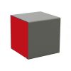 Tabouret cube d'extérieur en acier bicolore rouge signalisation et gris aluminium