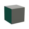 Tabouret cube d'extérieur en acier bicolore vert et gris aluminium