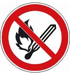 Panneau Flammes nues interdites ISO 7010