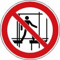 Photo : Panneau Ne pas utiliser un échafaudage incomplet - P025 Autocollant - ⌀ 100 mm