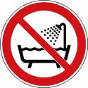 Panneau Ne pas utiliser ce dispositif dans une baignoire, une douche ou dans un réservoir rempli d’eau - P026