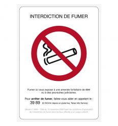 Affiche interdiction de fumer conforme à la réglementation