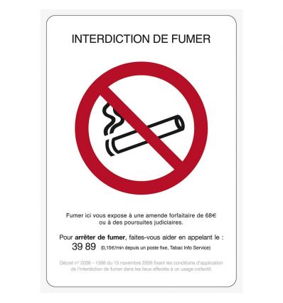 Affiche interdiction de fumer
