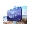 Plaque de rue personnalisée bleue émaillée fixation poteau Helvetica Bold
