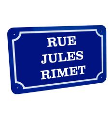 Plaque de rue personnalisée fond bleu écriture Times