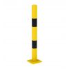 Poteau de protection jaune et noir en acier pour assurer une signalisation efficace des dangers, diamètre 90 mm