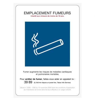 Affiche réglementaire zone fumeur
