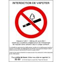 Photo : Panneau Vapotage interdit Autocollant - 150 x 210 mm