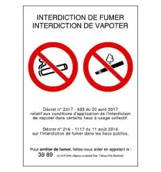 Affiche Interdiction de fumer et vapoter