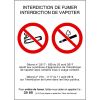 Affiche interdiction de fumer et vapoter