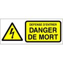 Photo : Panneau Risque électrique Défense d'entrer danger de mort - Autocollant - 150 x 60 mm