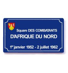 Plaque de Rue en Plexiglass écriture Arial Bold blason de la ville