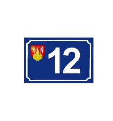 Plaque de Numéro de Rue en Plexiglass Arial Bold blason de la ville