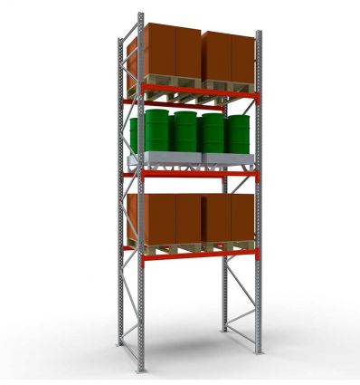 Rack palettes pour charges mi-lourdes - module de départ avec 3 niveaux en situation - longueur 1825 mm