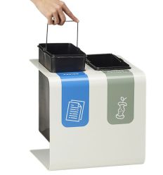 Practicité de la poubelle de tri pour bureau 2 compartiments papier et autres déchets