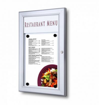 Porte menu argent portrait 1 x A4 sans éclairage