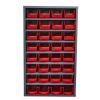Armoire 7 tablettes - 32 x 10 L bacs à bec rouges sans portes
