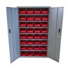 Armoire 7 tablettes - 32 x 10 L bacs à bec rouges avec portes