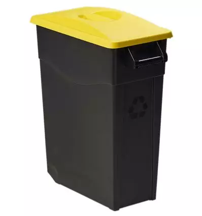 Poubelle de tri movible 65L - Couvercle plein jaune